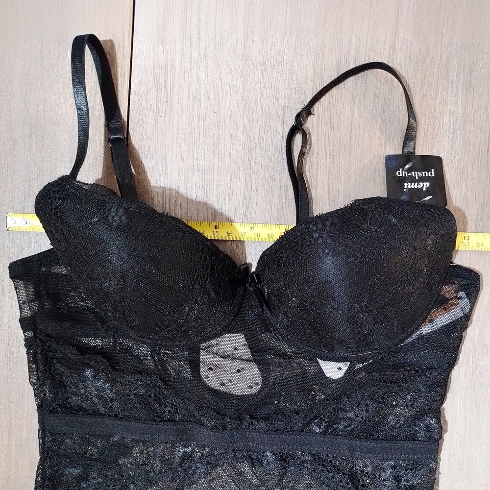 René Rofé Lace Mesh Push Up Teddy Bodysuit NWT Black Small - Picture 10 of 11